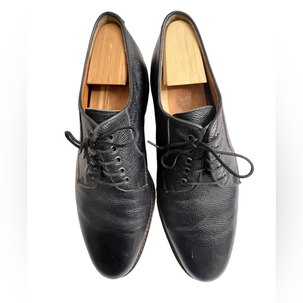 Salvatore Ferragamo Oxford Pebbled Black Leather Shoes Mens Size 11